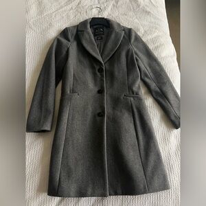 A/X Armani Exchange Gray Women’s Pea Coat (Wool Merino, Mid-Length, Size Small)